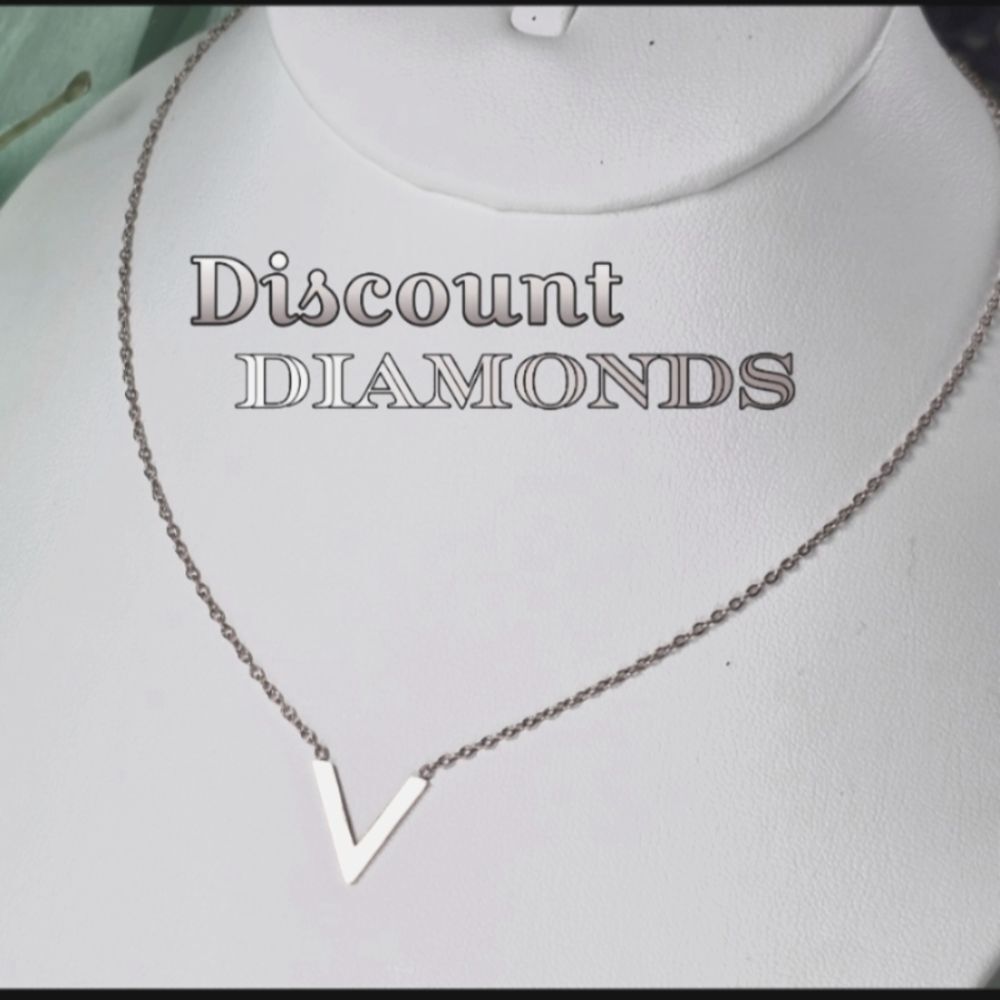 V Necklace Titanium & Crystal Pendant Choker Necklace